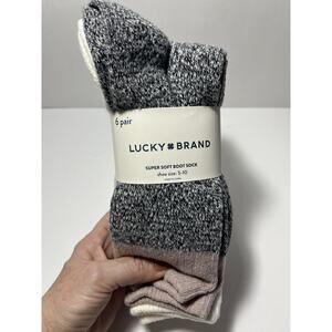 Lucky Brand Super Soft Boot Sock for Women's Shoe Size 5-10 Black Gray 6 Pair